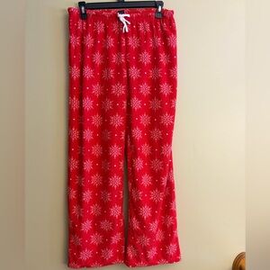 Red Snowflake Fuzzy Pajama Pants